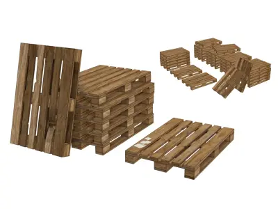 Pallet collection - Wooden industrial pallet Low-poly 3D model
