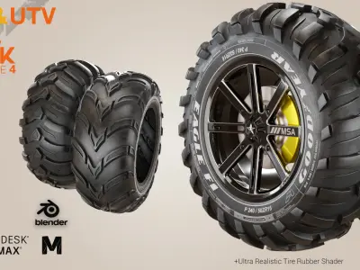 ATV UTV Tire Pack Bundle 4 Low-poly 3D model