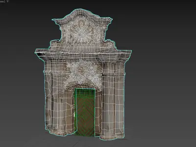 An old baroque or rococo style gate Low-poly 3D model