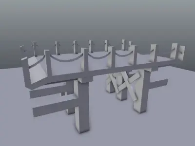 Old Bridge Low-poly 3D model