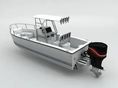 Fishing Motor Boat Boston Whaler 2 Low-poly 3D model