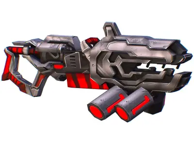 LowPoly Sci-Fi Assault Heavy Machine Gun Low-poly 3D model