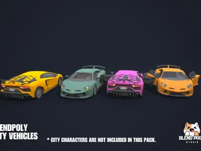 BlendPoly City Vehicles - Low Poly Assets Low-poly 3D model