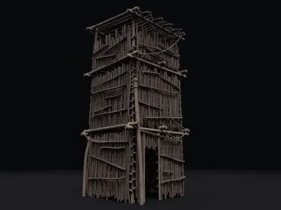 Realistic Medieval Watchtower Low-poly 3D model