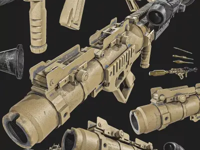 GS-777 Rocket Launcher With Ammunition Low-poly 3D model