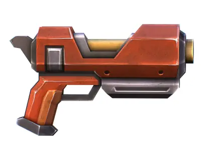 Cartoon Gun Blaster Barrel Nagan Nuff Pistol Revolver Cannon Low-poly 3D model