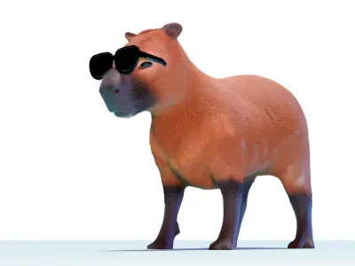 Capybara in sun glassess 3D model