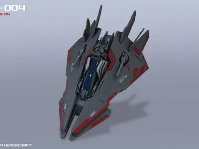 Scifi Hovercraft Low-poly 3D model