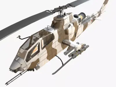 Bell AH-1S Cobra JGSDF Winter Basic Animation Low-poly 3D model