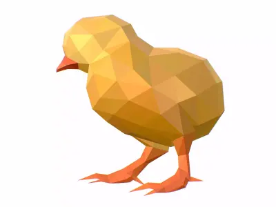 Animated Chicken Lowpoly Art Style Low-poly 3D model