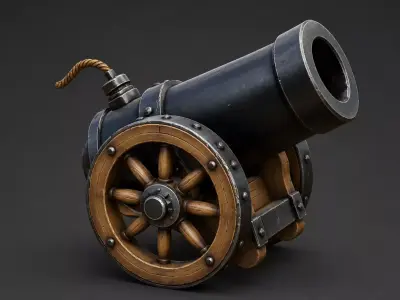 Antique Naval Cannon  High-Fidelity 4K PBR  3D model