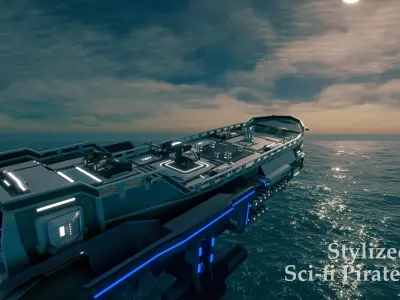 Stylized Sci-fi Pirate Ship - By Yorakeys Low-poly 3D model