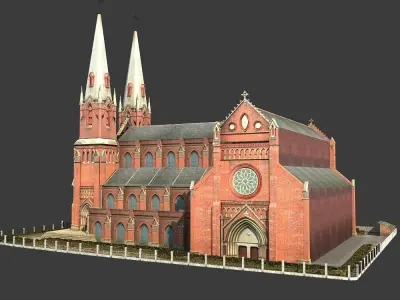Church with steeples 3D model