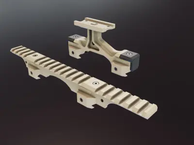 Optical Mount Modular Picatinny Rail Low-poly 3D model