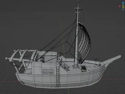 Ship - boat sea thieves low poly Low-poly 3D model