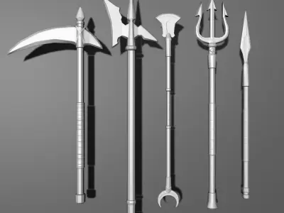 5 Pole-arm Package Low-poly 3D model