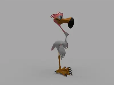 Flamingo cartoon Low-poly 3D model
