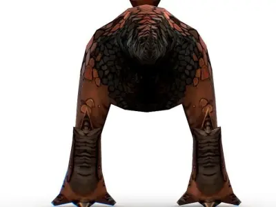 Low Poly Cartoon Creature Dino Red Tava Low-poly 3D model