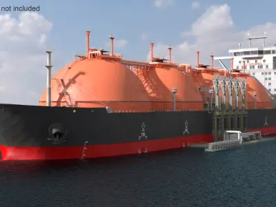Gas Carrier Ship and LNG Pier 3D model purchase