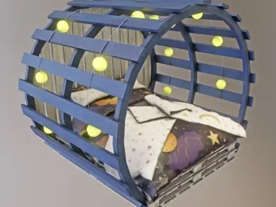 Goodnight Moon Bed Low-poly 3D model