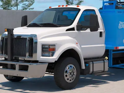 Mobile B-51 Drill Rig Truck Blue Rigged 3D model