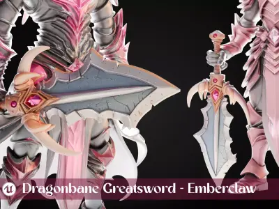 Stylized Sword - Dragonbane Greatsword Emberclaw - Game Ready 3D model