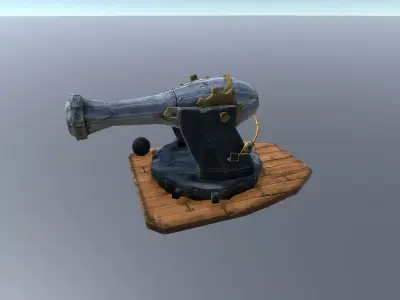 Small Medieval Cannon Low-poly 3D model