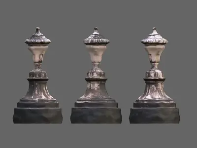 Classic Stone Pillar 3D Scanned - Game Ready Low-poly 3D model