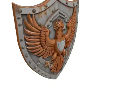 Medieval Eagle Crest Shield 3D model
