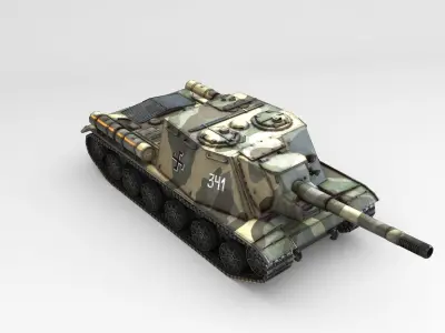 Low Poly ISU 152 self propelled gun Low-poly 3D model