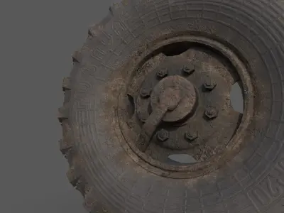 truck wheel PBR Game-Ready Low-poly 3D model