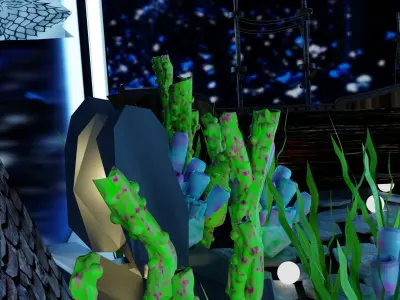 aquarium fish tank with castle in it Low-poly 3D model