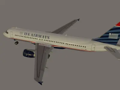 US Airways 1549 Hudson sully airbus a320-214 low poly Low-poly 3D model