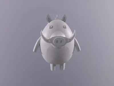 Pig LowPoly warthog Free low-poly 3D model