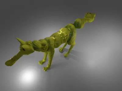 Yellow seahorse wolf hybrid creature monster Free 3D model