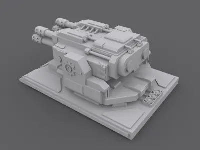 LaserTurret machine gun Low-poly 3D model