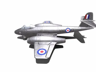 Gloster Meteor British Fighter Jet Low-poly 3D model