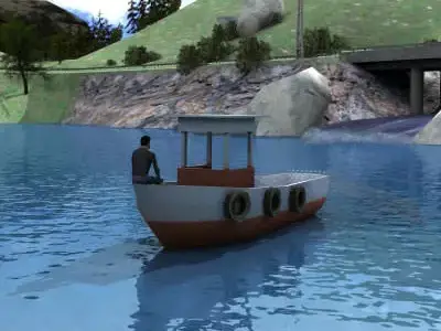 Lowpoly Boat fishing in water Free low-poly 3D model