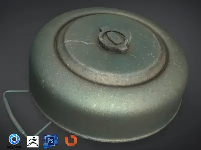 WW1 Realistic land mine Low-Rez with realistic texture 3D model Low-poly 3D model
