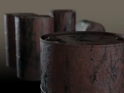 Rusted Oil Drum Low-poly 3D model