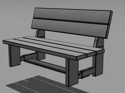 Wood Bench Low poly Game ready Low-poly 3D model