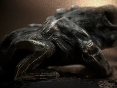 Stone and gold frog statue Low-poly 3D model