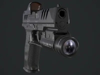 Walther PDP Fullsize with attachments Low-poly 3D model