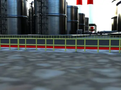 Oil Refinery Low-poly 3D model