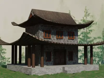 Chinese Ancient house Free low-poly 3D model