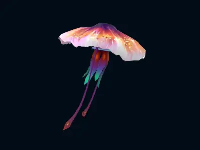 low-poly animated jellyfish Low-poly 3D model