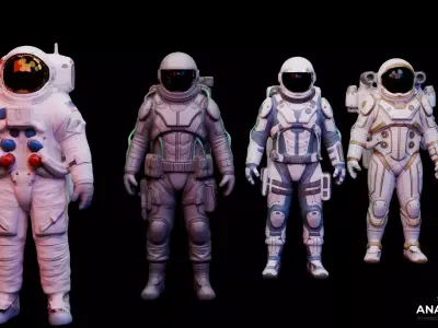 Astronaut Spacesuits 3D Model Low-poly 3D model