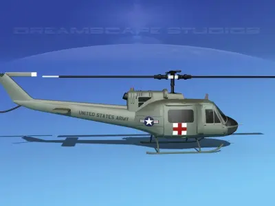 Bell UH-1B Iroquois US Army Med 3D model