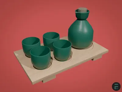 Japanese Sake set 3D model