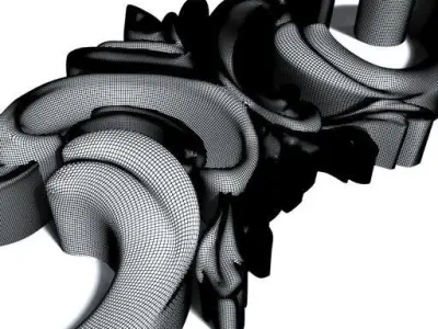 Cartouche-003 carved ornate crown molding 3D model